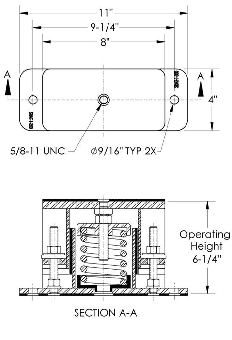 Easyflex VibraSystems Spring Vibration Isolators Flat Top With an Inside Leveling, 1'' Deflection