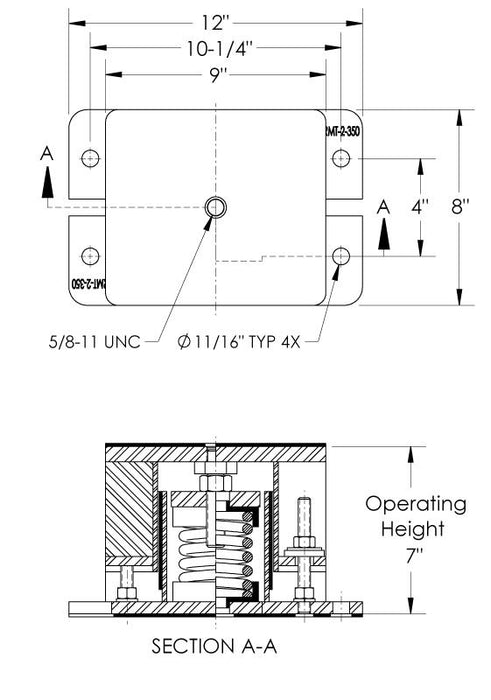 Easyflex VibraSystems Spring Vibration Isolators Flat Top With an Inside Leveling, 2'' Deflection